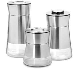 Kit 03pc pote roma inox/ vidro