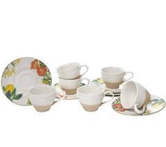 Xicara 06pc cha c/ pires akemi 230ml