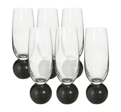 Taca 06pc champanhe marble preto 200ml