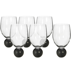 Taca 06pc vinho marble preto 500ml.