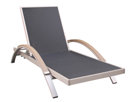 Assento chaise de aluminio e textilene champagne