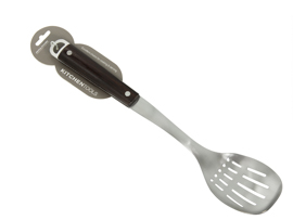 Colher perfurada inox/ wood 35,5cm