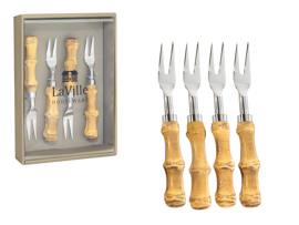 Garfo aperitivo 04pc bambu
