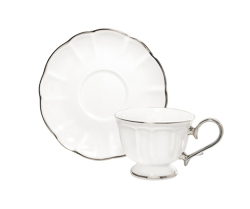 Xicara cha c/ pires retro ritz platinum 200ml