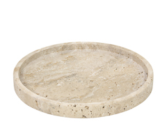 Bandeja redonda de marmore travertino 25x2,5cm