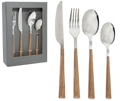 Faqueiro 16pc inox cabo madeira