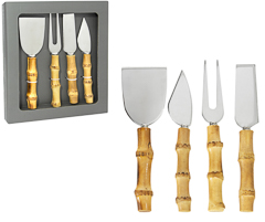 Faca queijo 04pc inox bambu