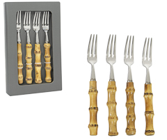 Garfo aperitivo 04pc inox bambu