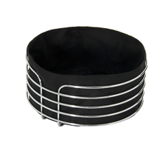 Cesta de pao redonda com tecido preto 24x11cm
