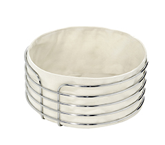 Cesta de pao redonda com tecido bege 24x11cm
