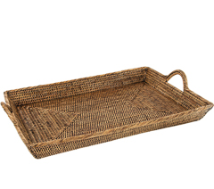 Bandeja retangular c/ alca em rattan tailandia  65x45x13cm