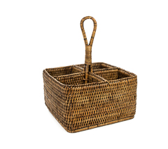 Porta condimento em rattan tailandia  20x20x12/25cm