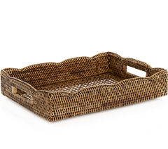 Cesta rendada rattan 50x40x10cm