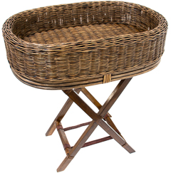 Bandeja com pe rattan tailandia 68x46x13/75cm