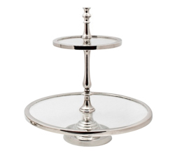 Tier 2 pratos vidro e inox 43x30x47hcm