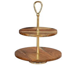 Tier 2 pratos acacia gold 41x33x53hcm
