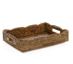 Cesta rendada em rattan tailandia 40x30x9,5cm