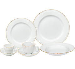Aparelho jantar 42pc new queen ouro