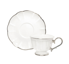 Xicara cha c/ pires retro ritz platinum 200ml